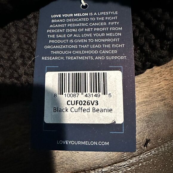 NWT Hello Mello Unisex Black Cuffed Beanie Adult with leather logo - Picture 6 of 6